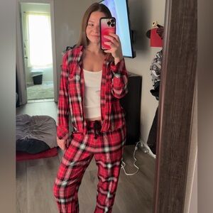 Victoria's Secret Red and Black Plaid Pajama set